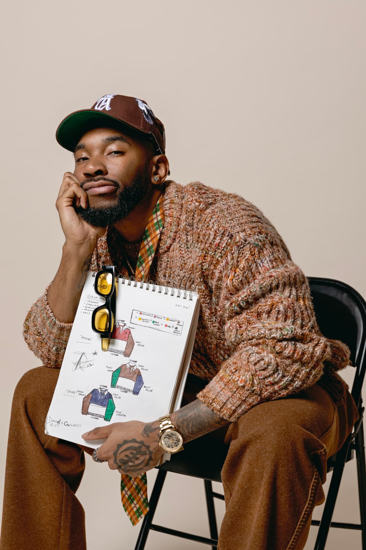 Chicago designer with sketchbook